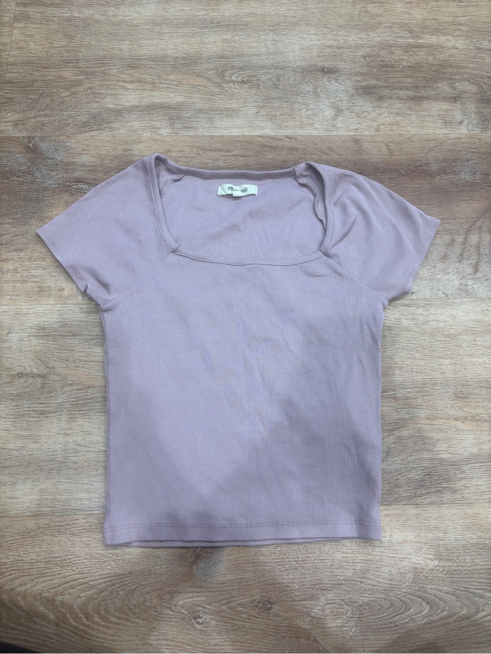 Madewell Lavender Ribbed Scoop-Neck Short Sleeve Top